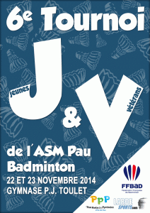 Lire la suite à propos de l’article [AGENDA] 22 et 23 Novembre 2014 : 6e Tournoi Jeunes et Vétérans de l’ASM Pau Badminton