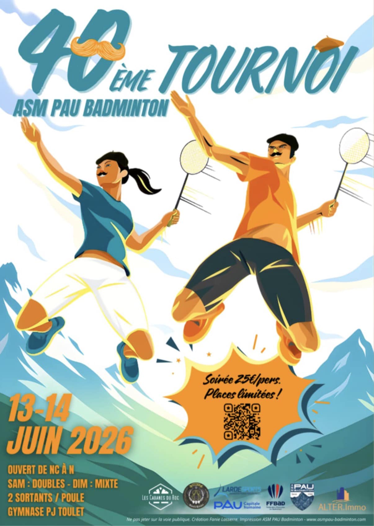Affiche 40ème tournoi de l'ASM Pau Badminton - 2026