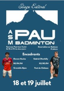 Lire la suite à propos de l’article Stage de badminton Pau – 18 et 19 juillet 2026